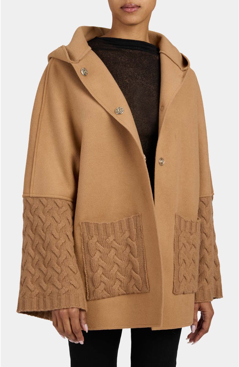 Santorelli Jarel Oversized Hooded Cashmere Blend Knit Jacket, Alternate, color, 