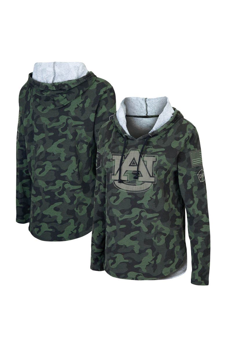 COLOSSEUM Women's Colosseum Camo Auburn Tigers OHT Military Appreciation Hoodie Long Sleeve T-Shirt, Main, color, 