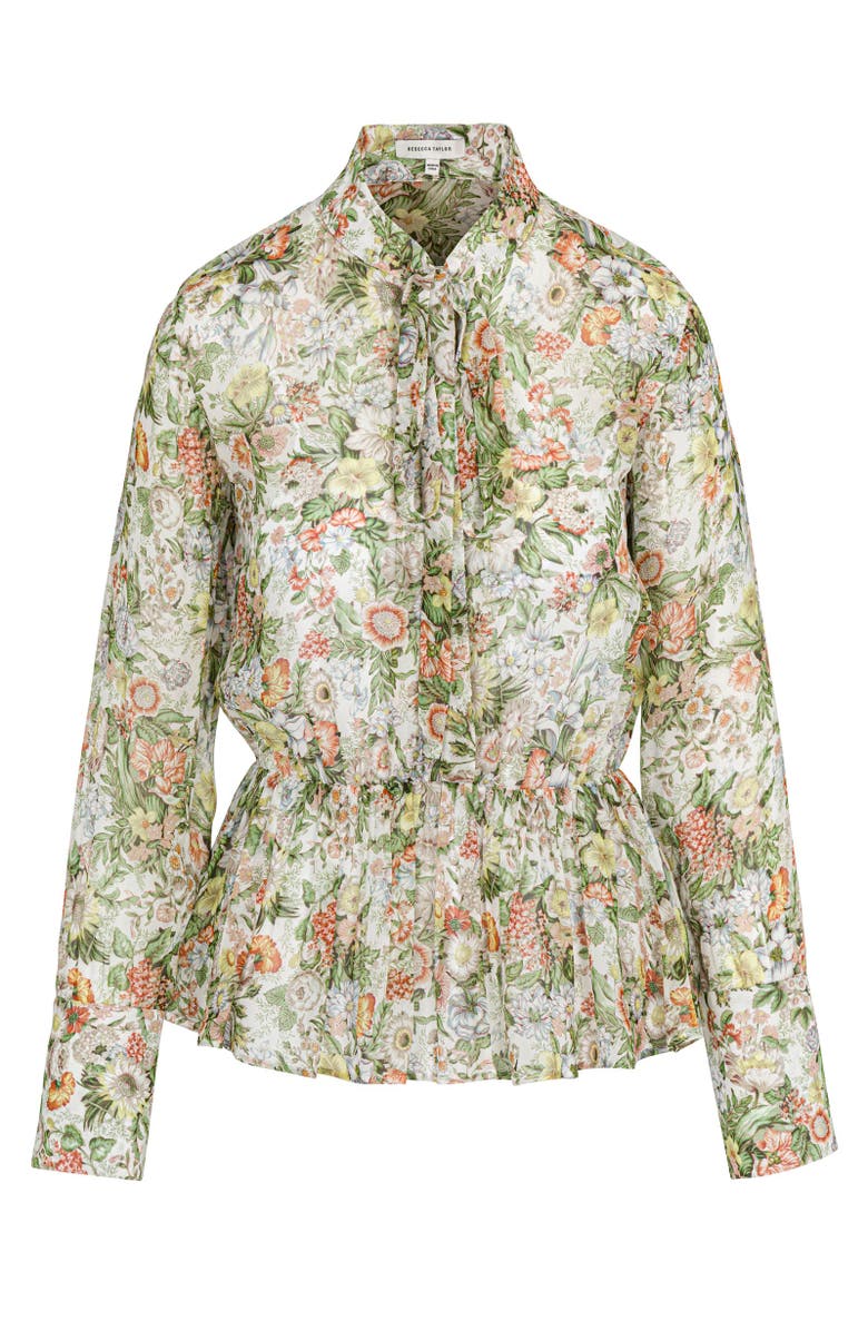 Rebecca Taylor All Over Floral On Viscose Chiffon Tie Front Blouse, Alternate, color, Floral Multi
