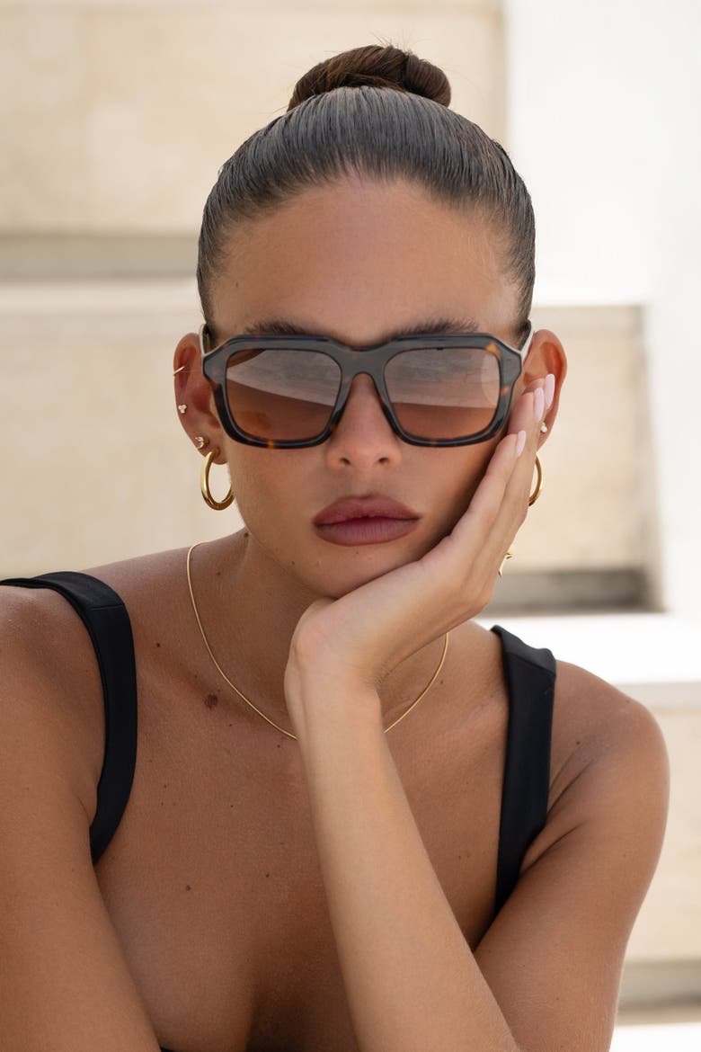 Charlie Square Sunglasses, Alternate, color, Dark Tortoise