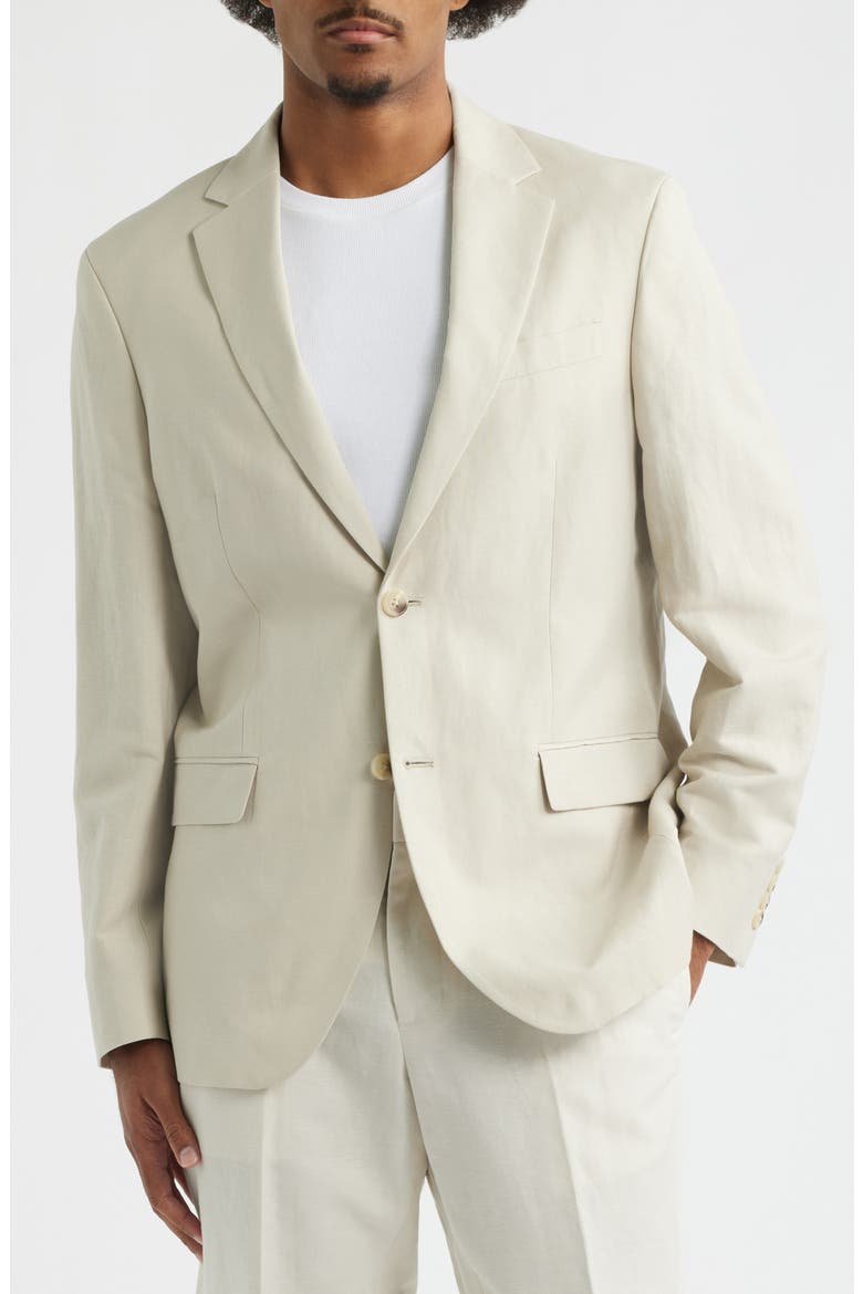 Slim Fit Solid Linen Blend Sport Coat, Alternate, color, BEIGE BIRCH