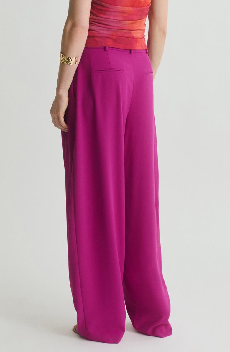 MANGO Pleated Straight Leg Pants, Alternate, color, Fuchsia