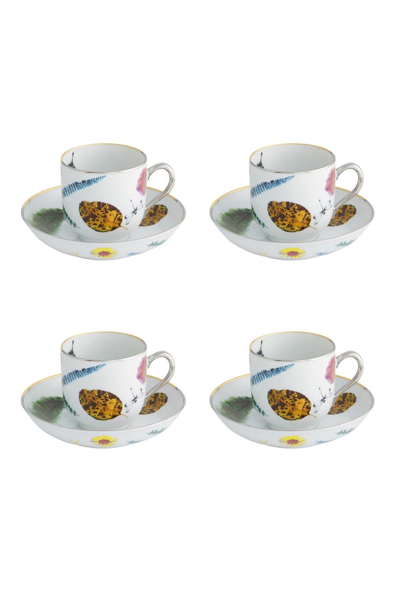 Caribe Set of 4 Teacups & Saucers, Main, color, WHITE