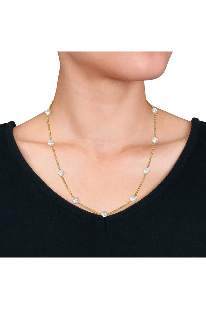 Cultured Pearl Tin Cup Necklace 14k Gold, Alternate, color, Freshwater Pearl