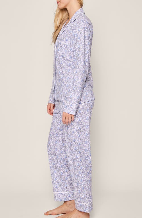 Petite Plume Floral Print Pima Cotton Pajamas In Blue