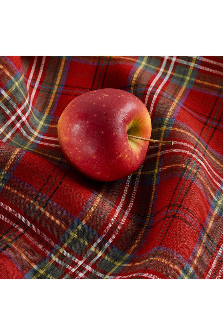 Linen Table Throw 52 x 52 Inch - Classic Tartan Plaid, Alternate, color, Red