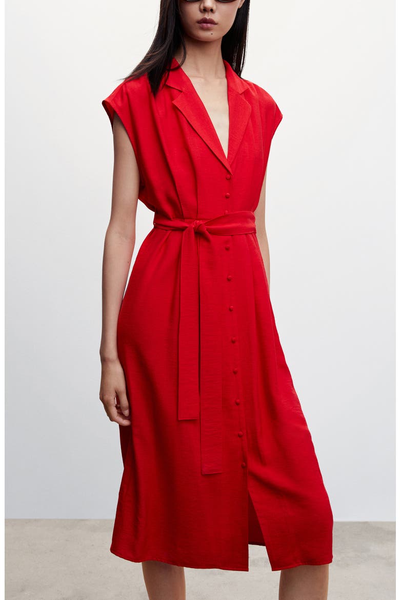 Tie Waist Shirtdress, Alternate, color, RED