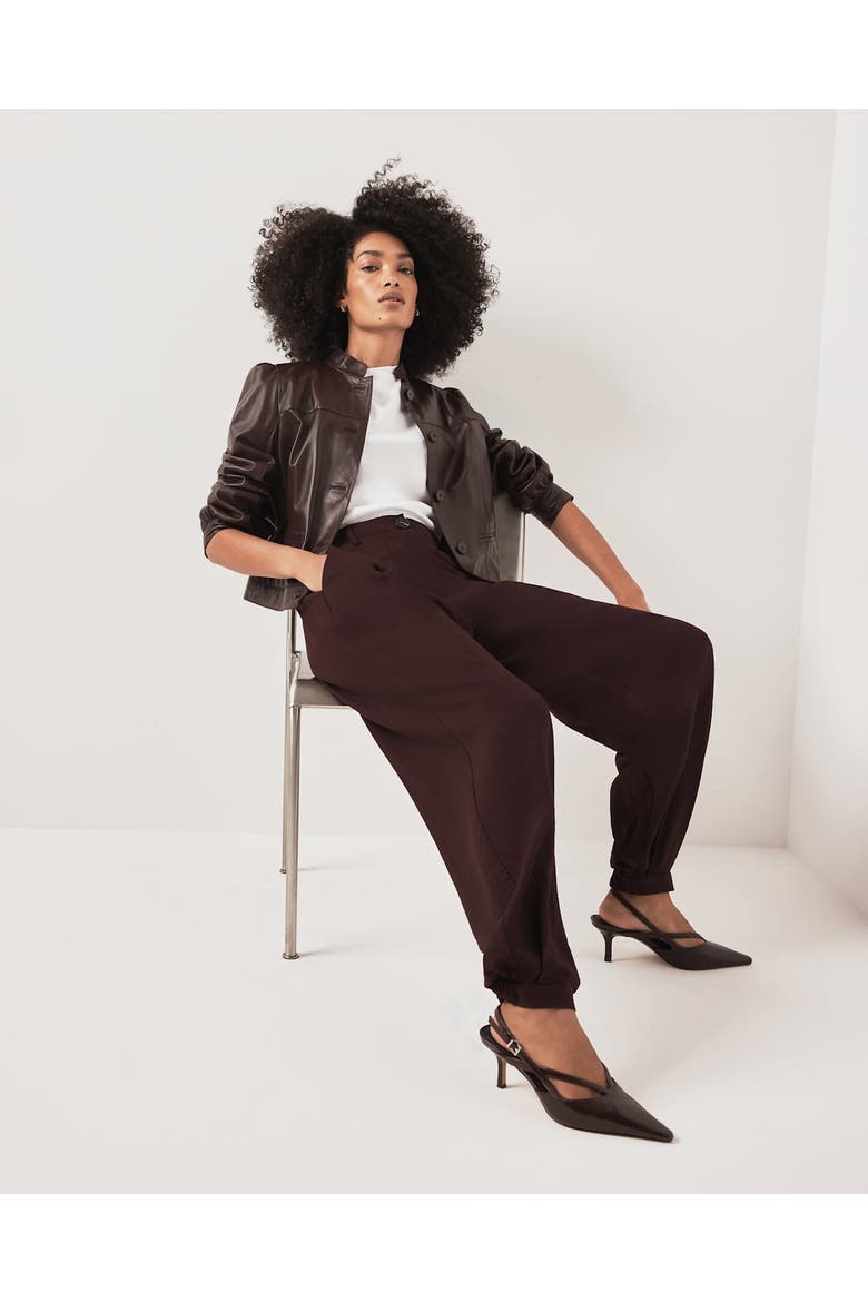 Balloon Leg Elasticated Trousers, Alternate, color, Burgundy