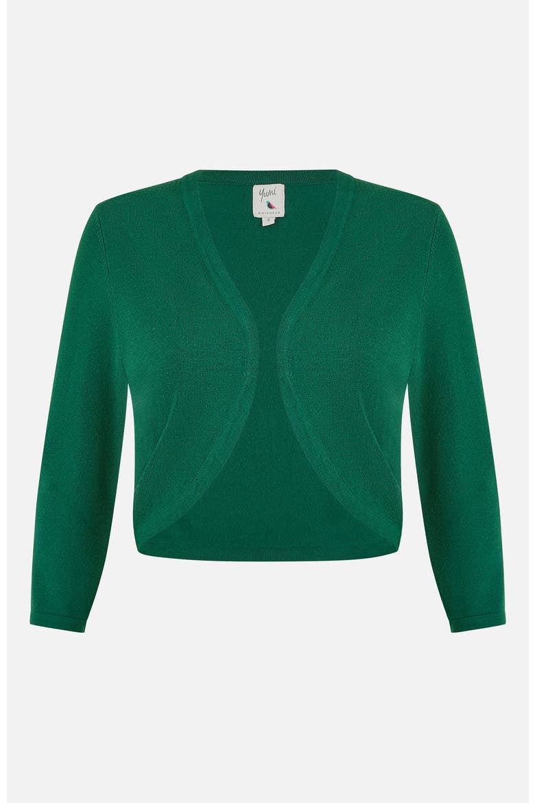 3/4 Sleeve Knitted Curve Bolero, Alternate, color, Forest Green