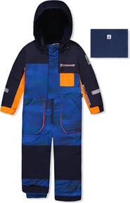 Deux par Deux Play Striped Detachable Hood Fleece Neckwarmer One Piece Snowsuit