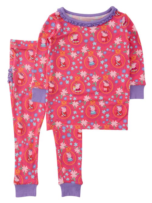 Softsnooze Babies'  Peppa Pig Ruffle Long Sleeve Pajama Set, Viscose In Pink