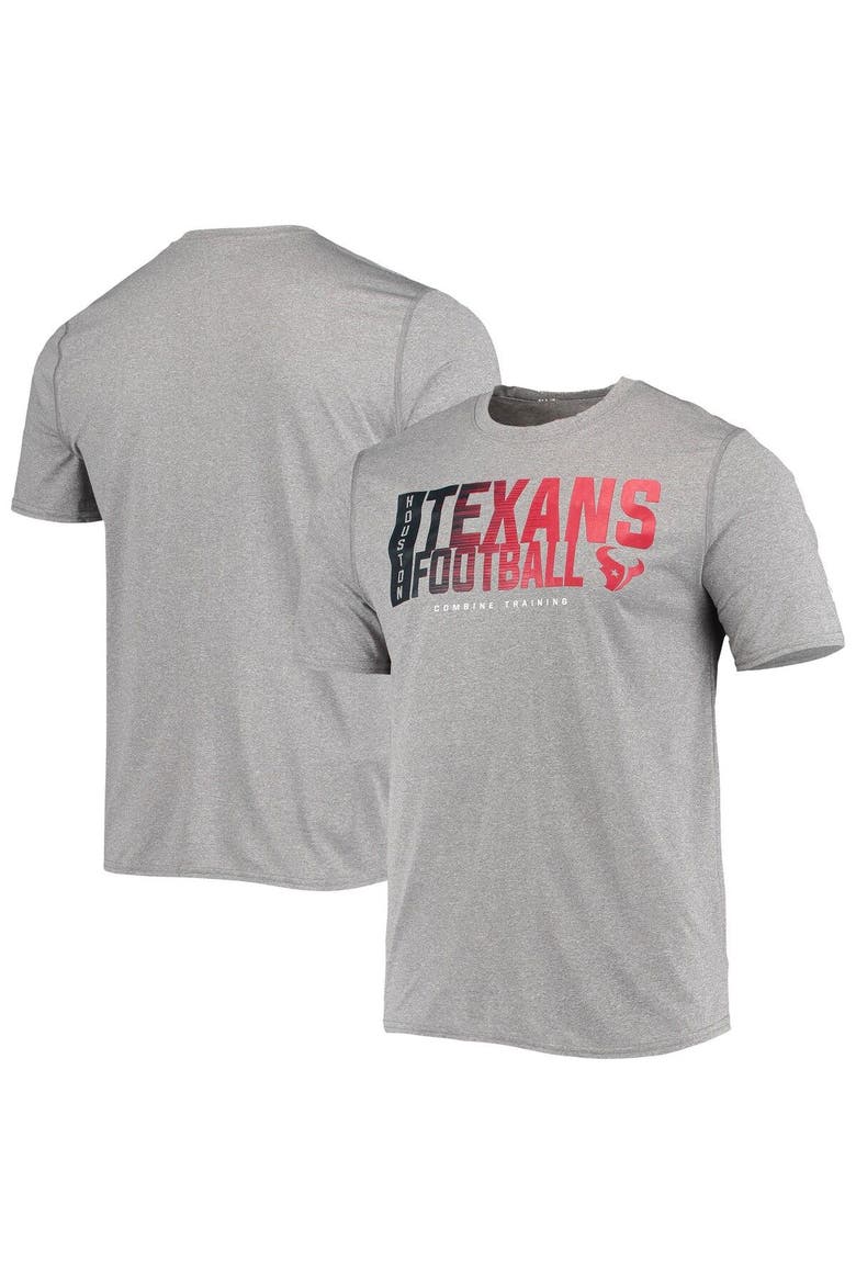 Men's New Era Heathered Gray Houston Texans Combine Authentic Game On T-Shirt, Main, color, Heather Gray