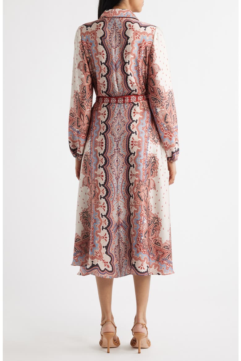 Mixed Paisley Long Sleeve Midi Shirtdress, Alternate, color, RUST MULTI