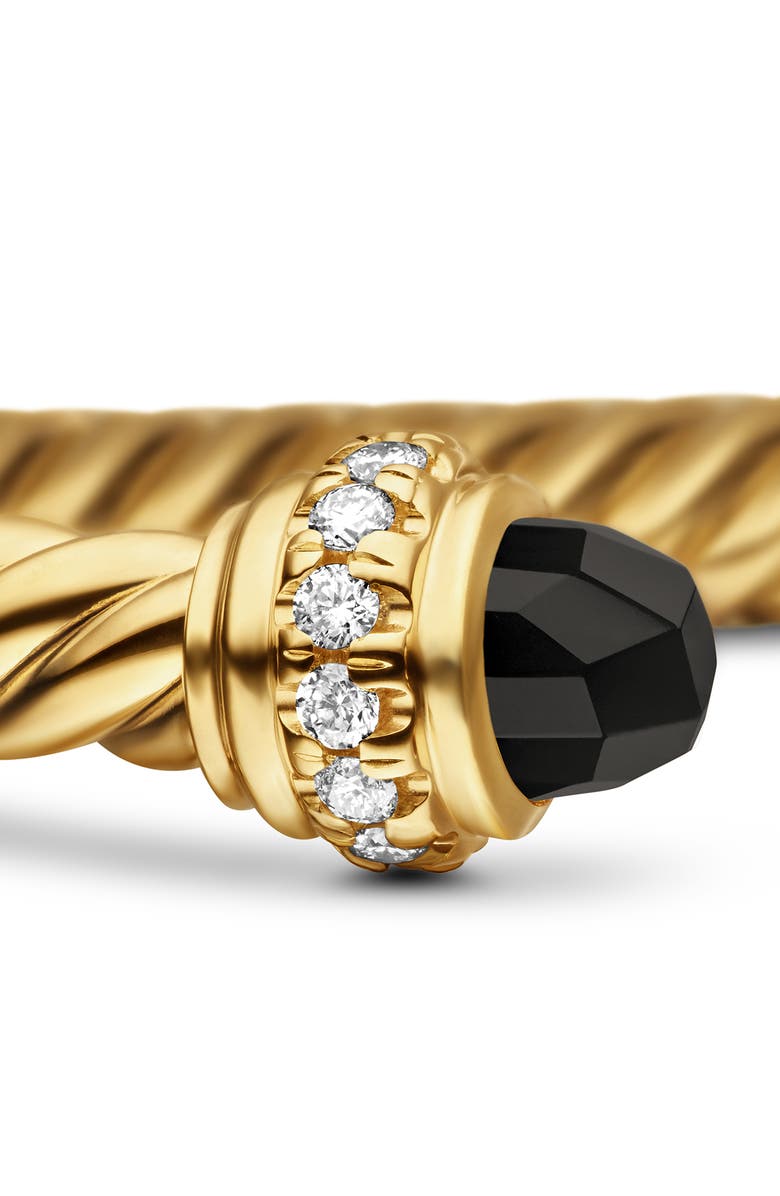 David Yurman Classic Cablespira<sup>®</sup> 18K Yellow Gold & Diamond Bracelet, 3mm, Alternate, color, Black Onyx