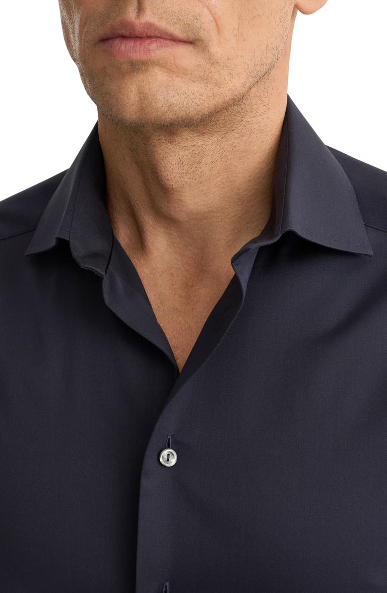 Eton Contemporary Fit Solid Navy Cotton Twill Dress Shirt, Alternate, color, 