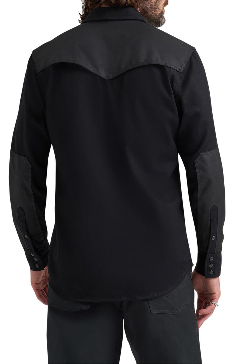 Wrangler Filson x Wrangler Two-Tone Denim Western Snap-Up Shirt, Alternate, color, Black
