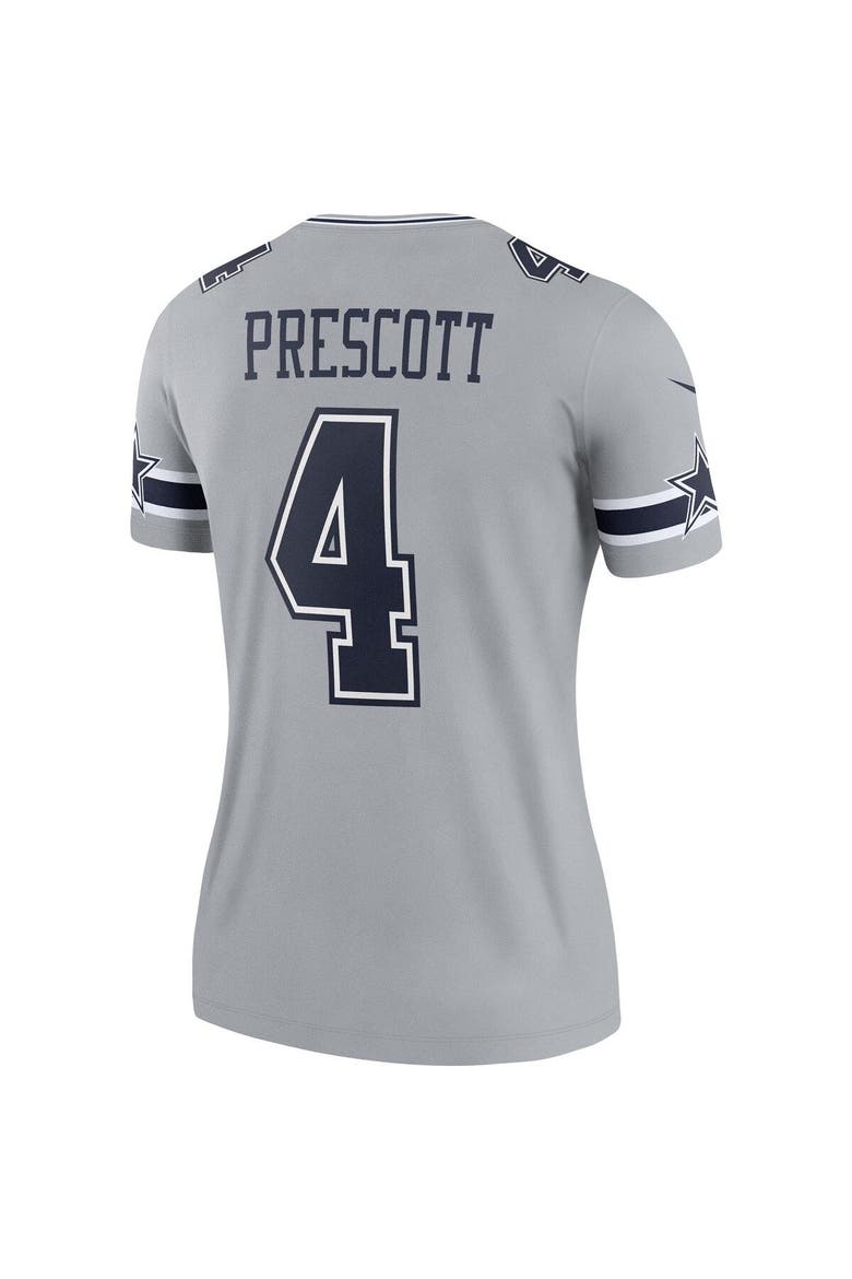 Women's Nike Dak Prescott Gray Dallas Cowboys Inverted Legend Player Performance Top, Alternate, color, Gray