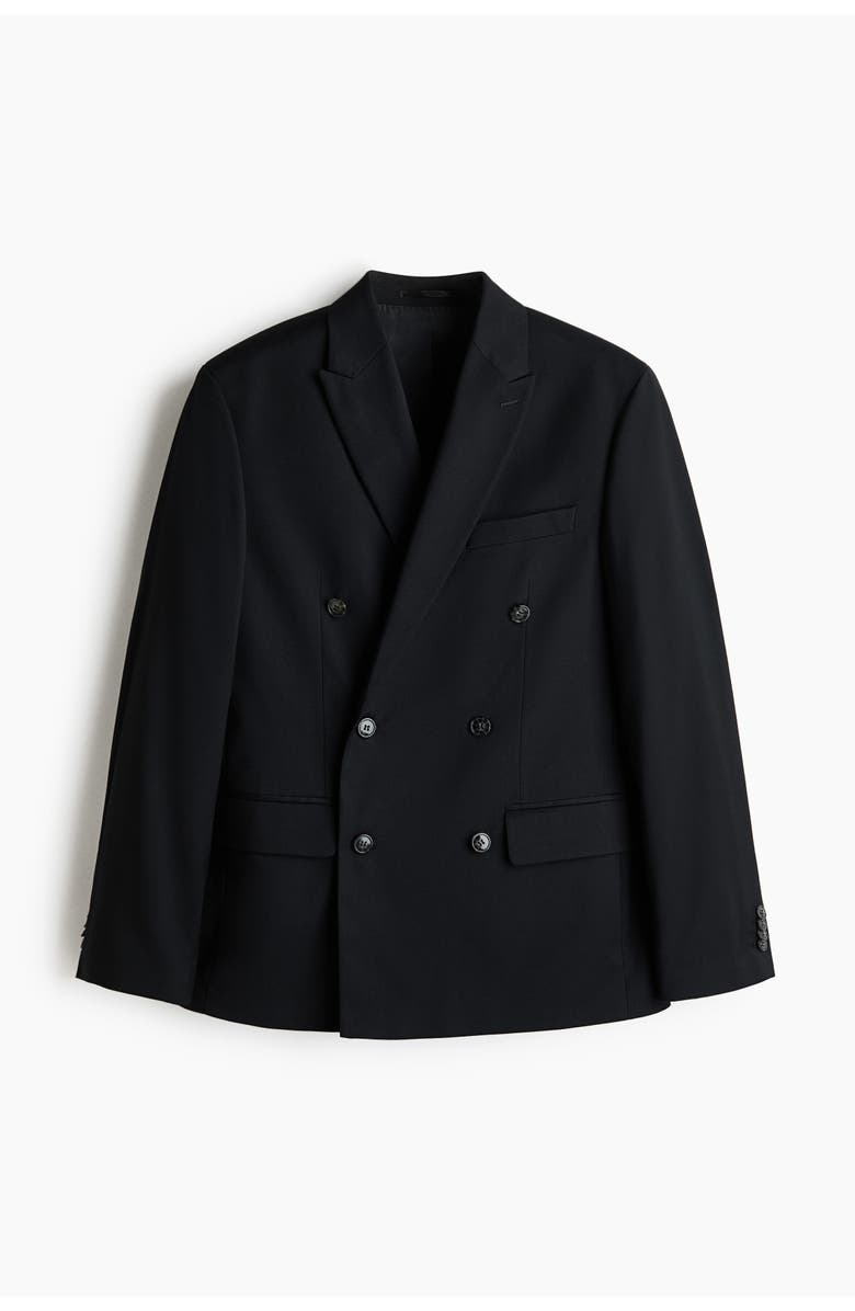 H&M Regular Fit Double-breasted Jacket, Main, color, Black