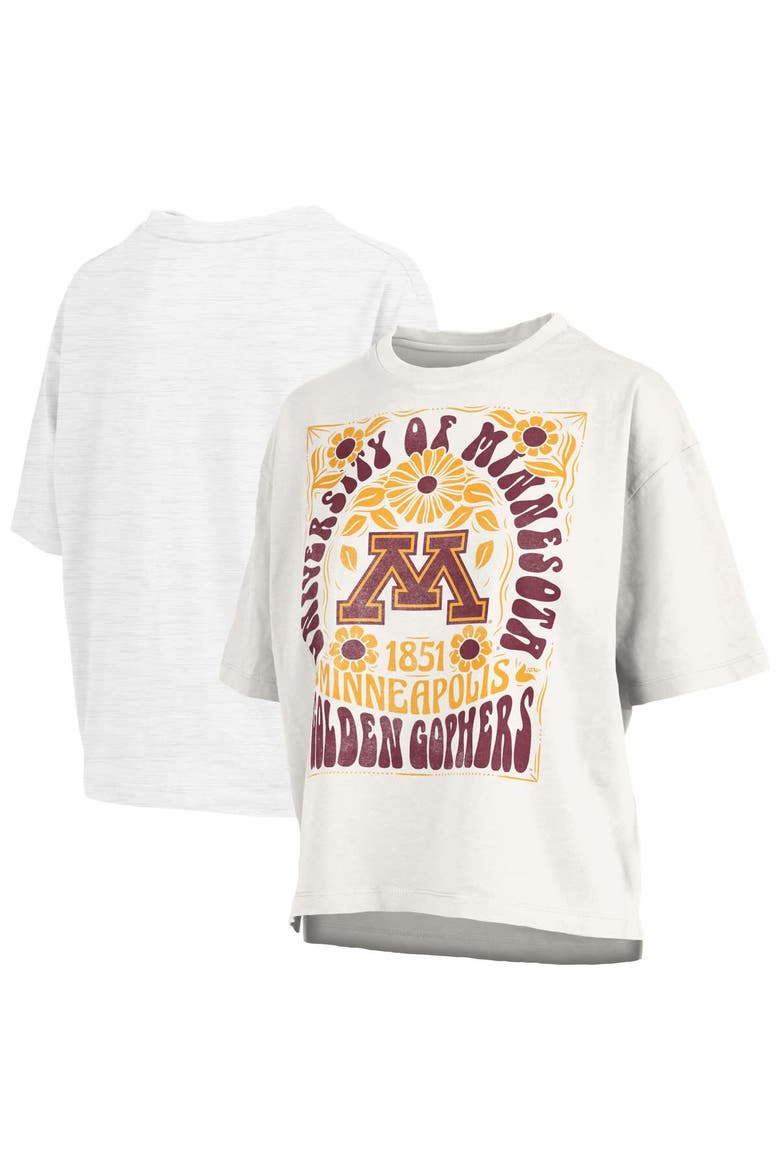 Women's Pressbox White Minnesota Golden Gophers Harmony Oversized Slub T-Shirt, Main, color, White
