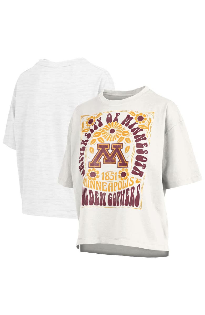 PRESSBOX Women's Pressbox White Minnesota Golden Gophers Harmony Oversized Slub T-Shirt, Main, color, White