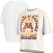 PRESSBOX Women's Pressbox White Minnesota Golden Gophers Harmony Oversized Slub T-Shirt