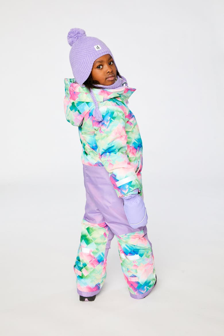 Play Diamond Hood & Expandable Sleeve One Piece Snowsuit, Alternate, color, Multicolor Diamond Print