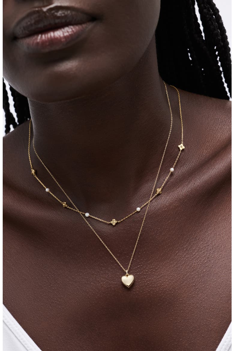 Hannah Freshwater Pearl Station Necklace, Alternate, color, GOLD / WHITE