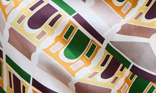 Lost Pattern Square Arch Print Silk Bandana In Green