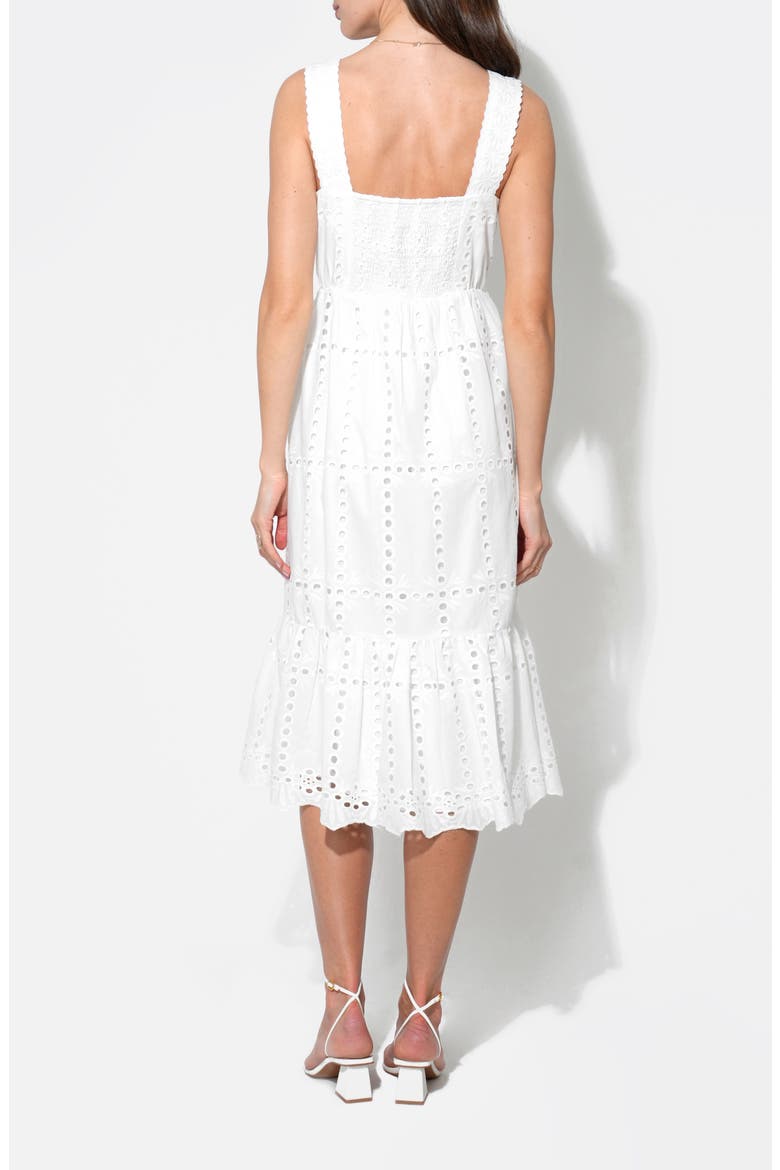 Savannah Scalloped Strap Cotton Eyelet Sundress, Alternate, color, WHITE
