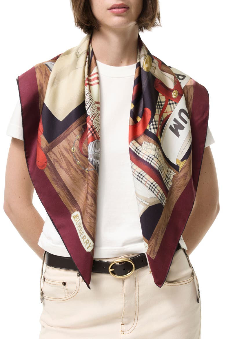 Wardrobe Silk Square Scarf, Alternate, color, OXBLOOD