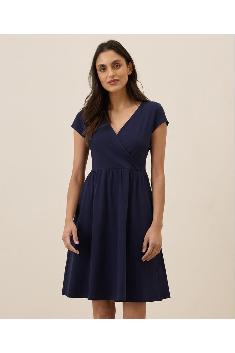 Fit & Flare Crossover Dress, Alternate, color, Eclipse