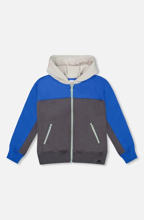 Color Blocked Zip Front Fleece Hoodie (Toddler & Little Kid)