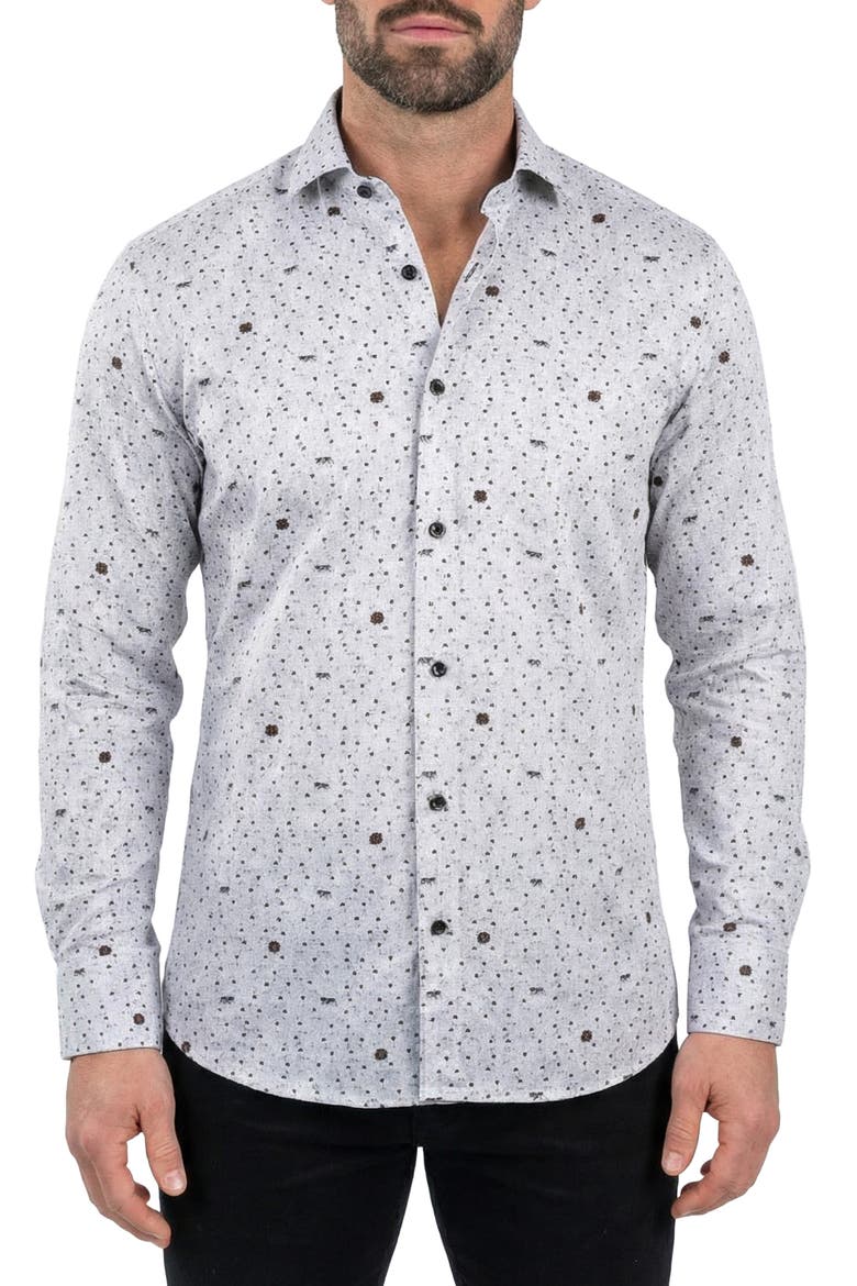 Einstein Cotton Long Sleeve Dress Shirt, Main, color, WHITE