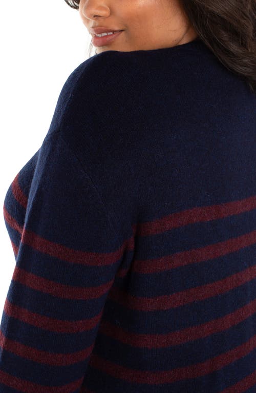 Liverpool Los Angeles Stripe Crewneck Sweater In Blue