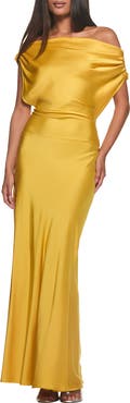 I.AM.GIA Kahlo Off the Shoulder Satin Maxi Dress