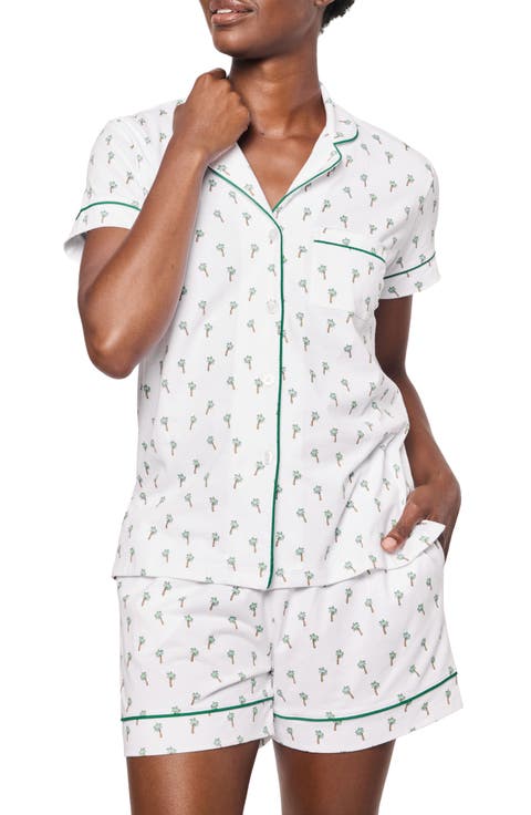 Palm Print Pima Cotton Short Pajamas