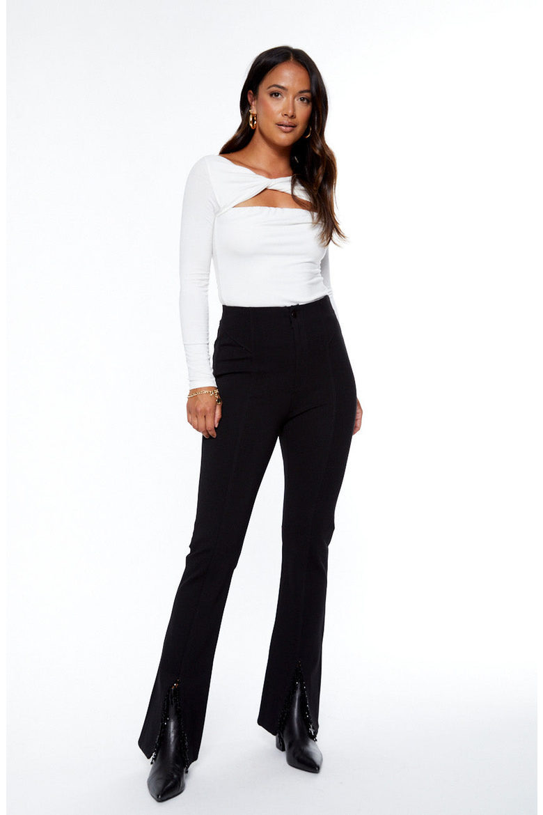 Ooh La La Ponte Bootcut Pants with Beading, Alternate, color, Black