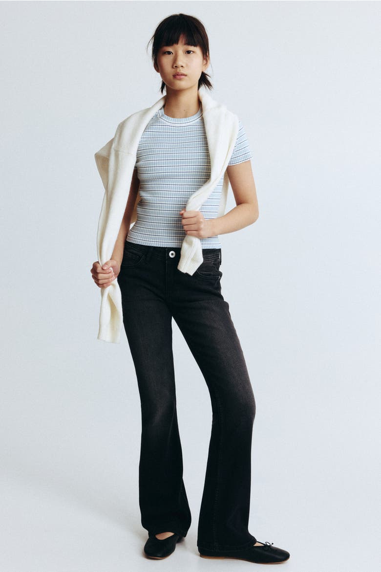 Flared Leg Low Jeans, Main, color, Denim black