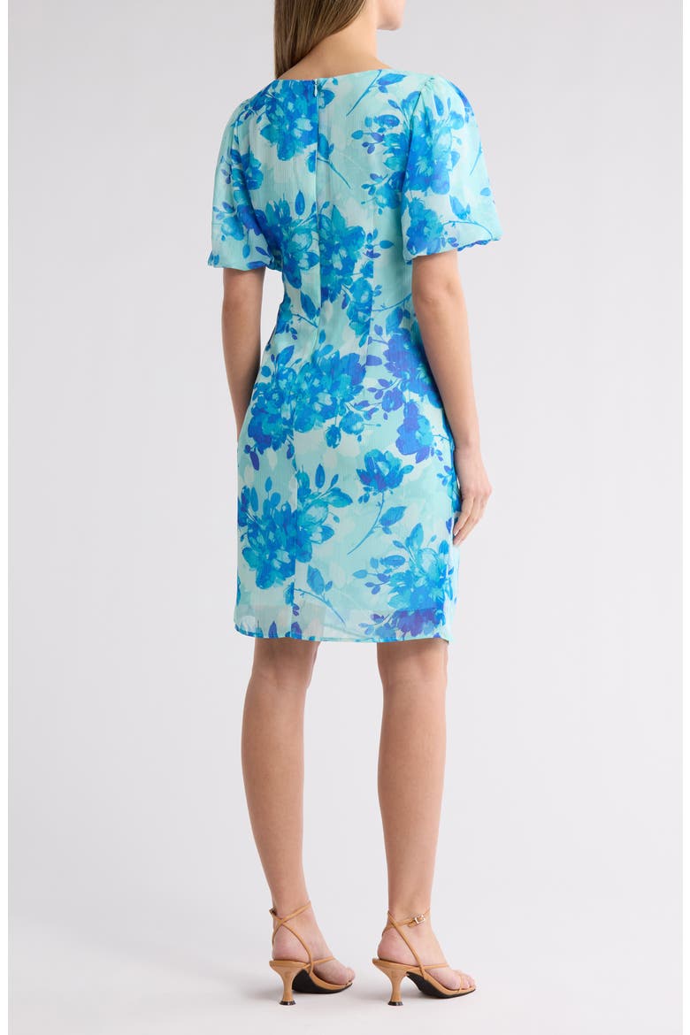 Bubble Sleeve Faux Wrap Dress, Alternate, color, TURQUOISE