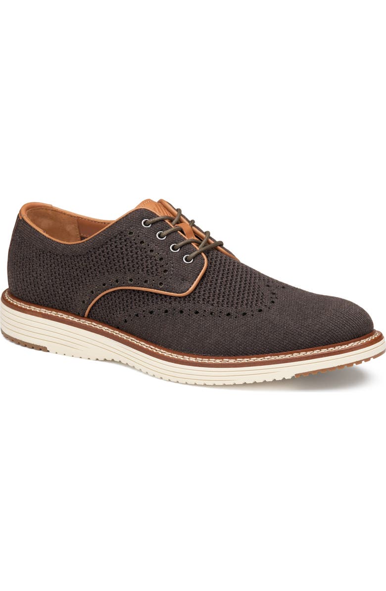 Johnston & Murphy Upton Knit Wingtip Derby, Main, color, Brown Heathered Knit