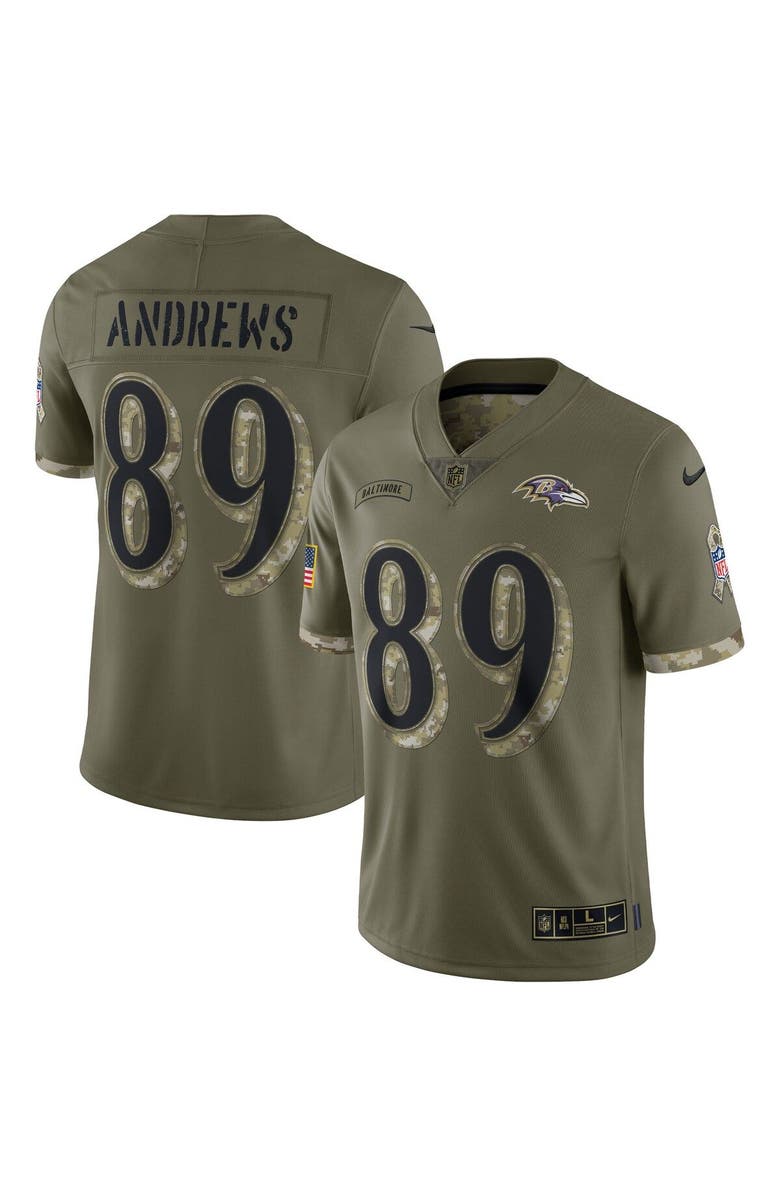 Nike Men's Nike Mark Andrews Olive Baltimore Ravens 2022 Salute To Service Limited Jersey, Main, color, 