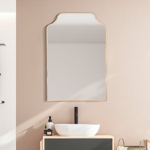 Jonathan Y Lindie Medium Scalloped-top Metal Framed Wall Mounted Mirror In Gold