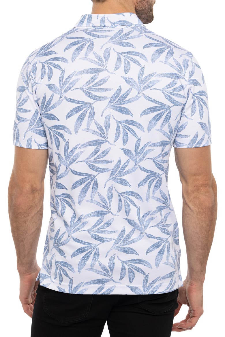 Gulf of Mexico Leaf Print Piqué Polo, Alternate, color, WHITE