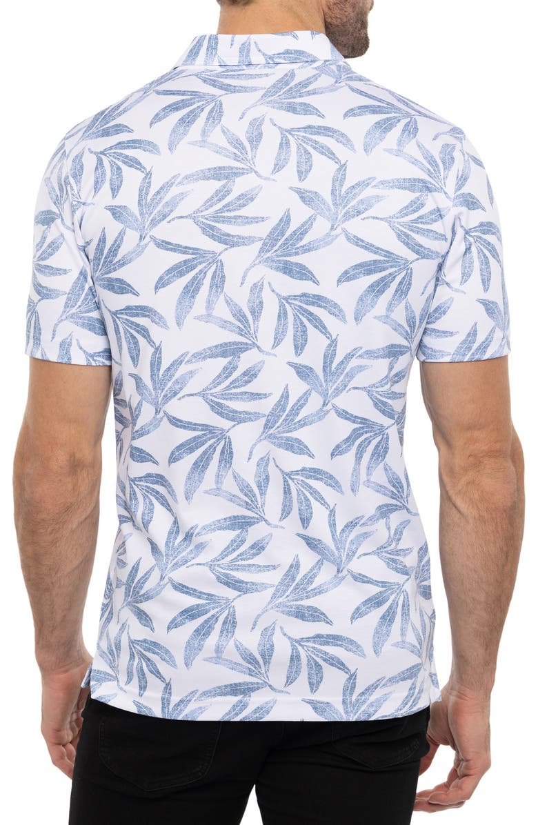 TravisMathew Gulf of Mexico Leaf Print Piqué Polo, Alternate, color,