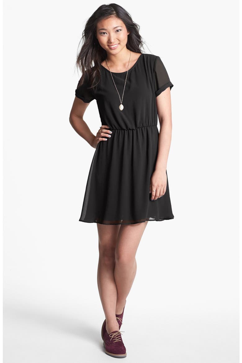 dee elle 'Milly' Chiffon Skater Dress, Alternate, color, BLACK