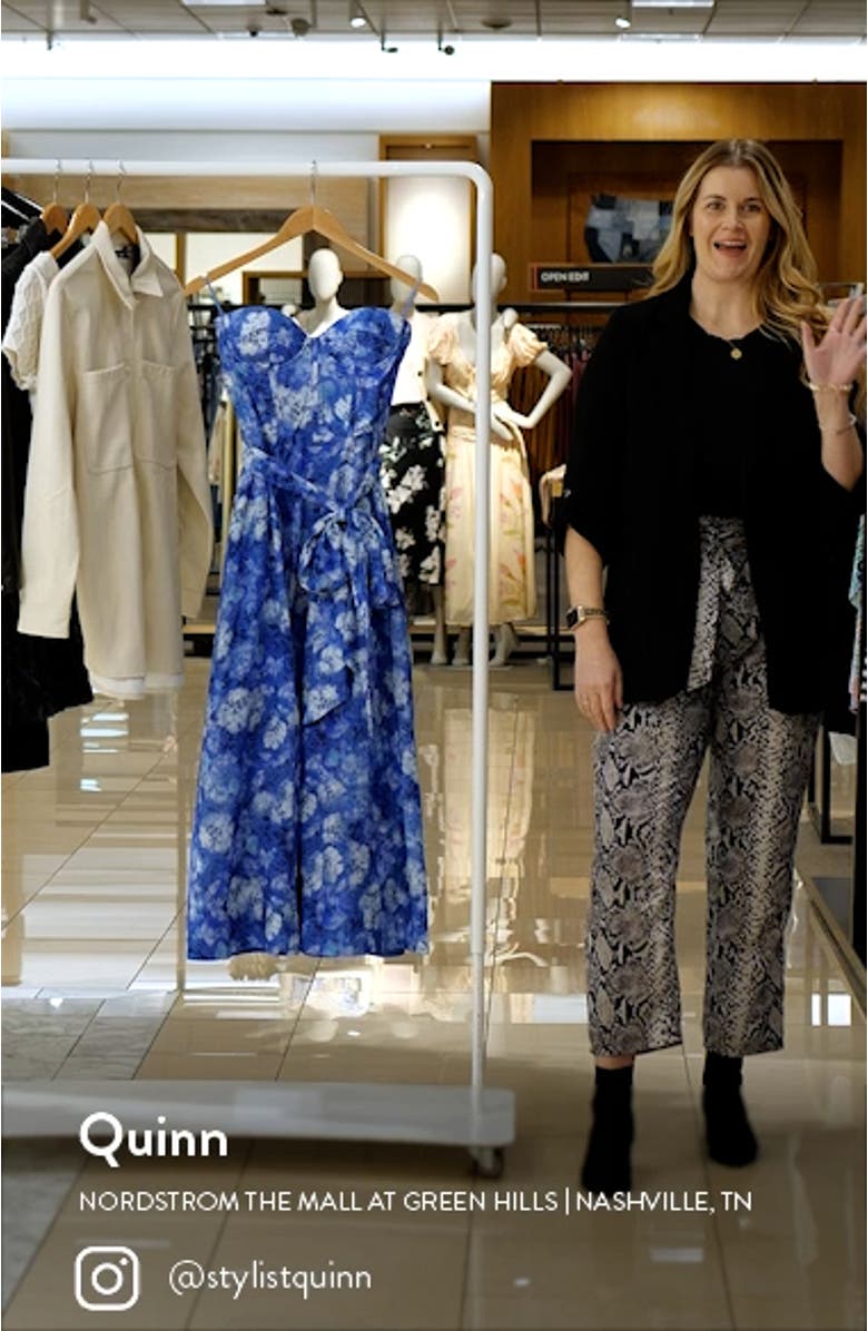 Vibrant Strapless Floral Midi Dress, sales video thumbnail