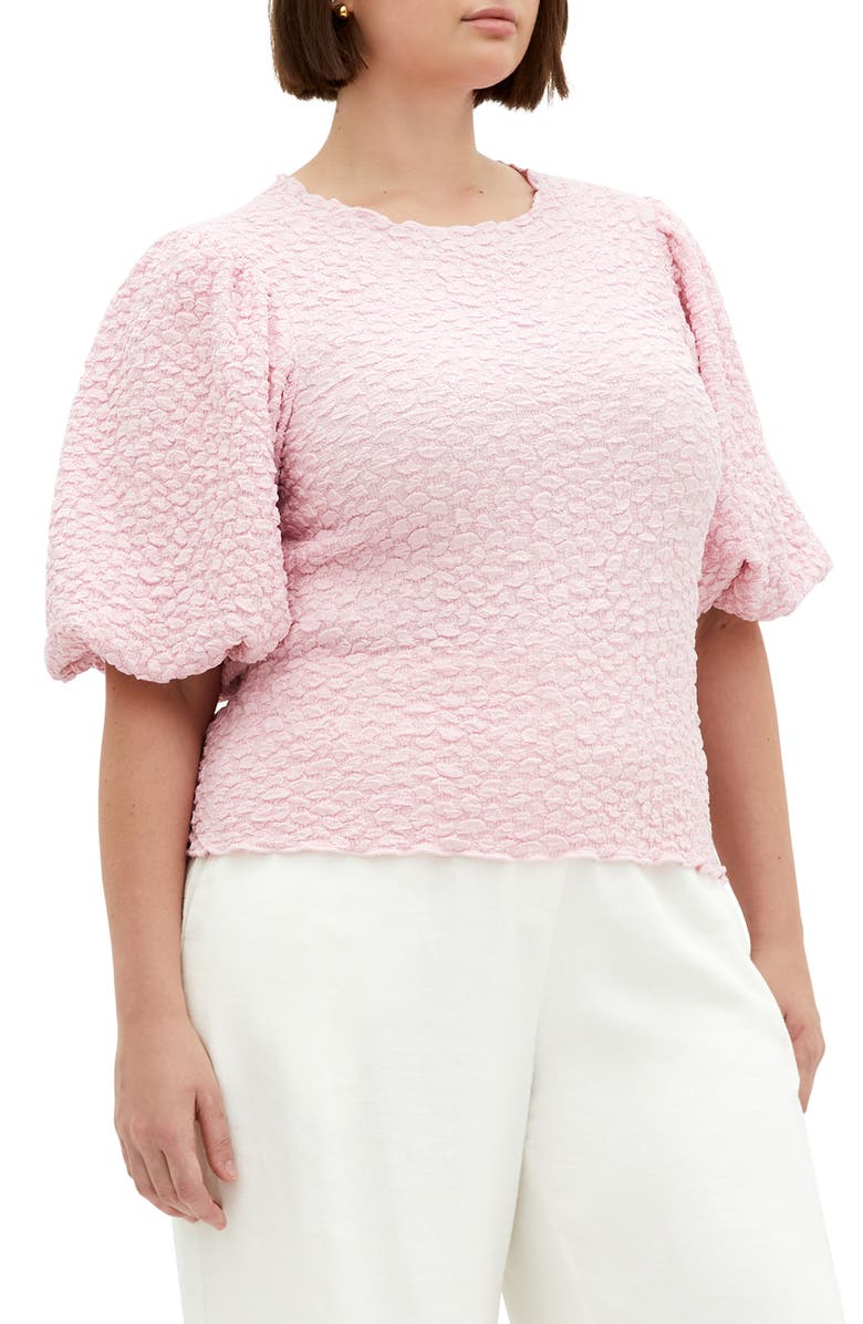 City Chic Chrissie Balloon Sleeve Textured Top, Alternate, color, Pout