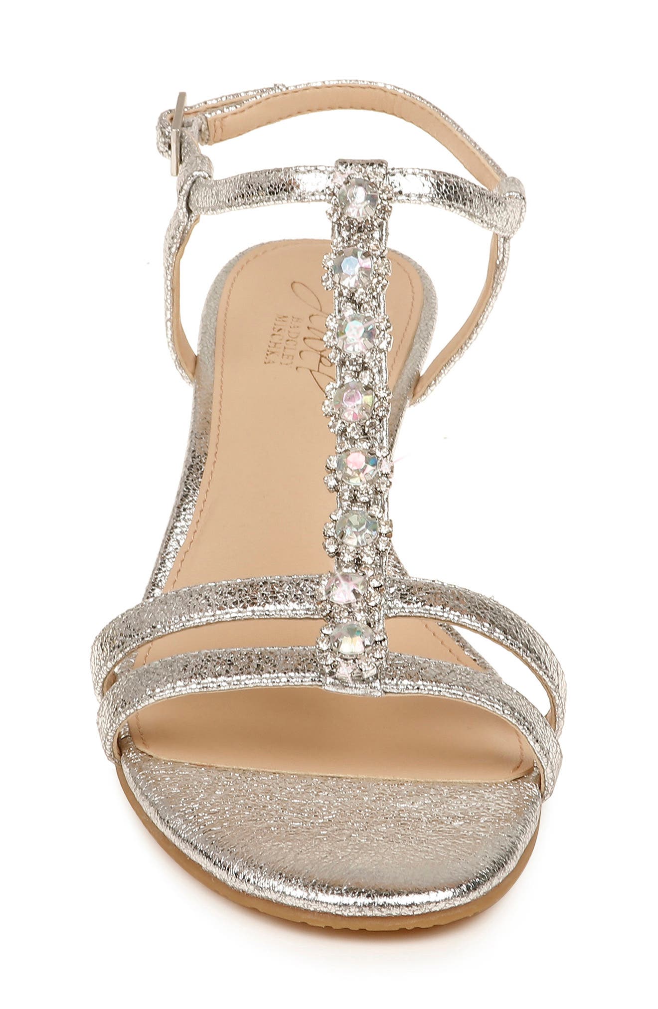 Jewel Badgley Mischka Farah Crystal Embellished Wedge Sandal, Alternate, color, 