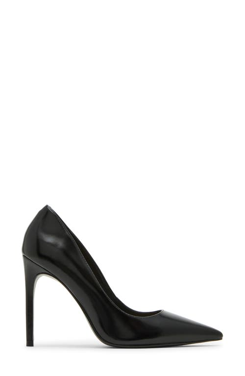 Steve Madden Noir Pointed Toe Pump In Black Leather