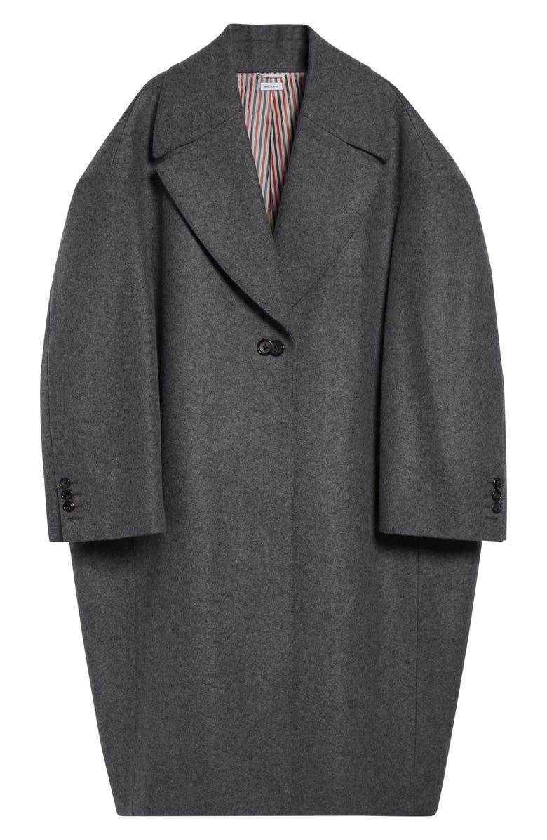 Thom Browne Melton Wool Cocoon Coat, Main, color, Dark Grey